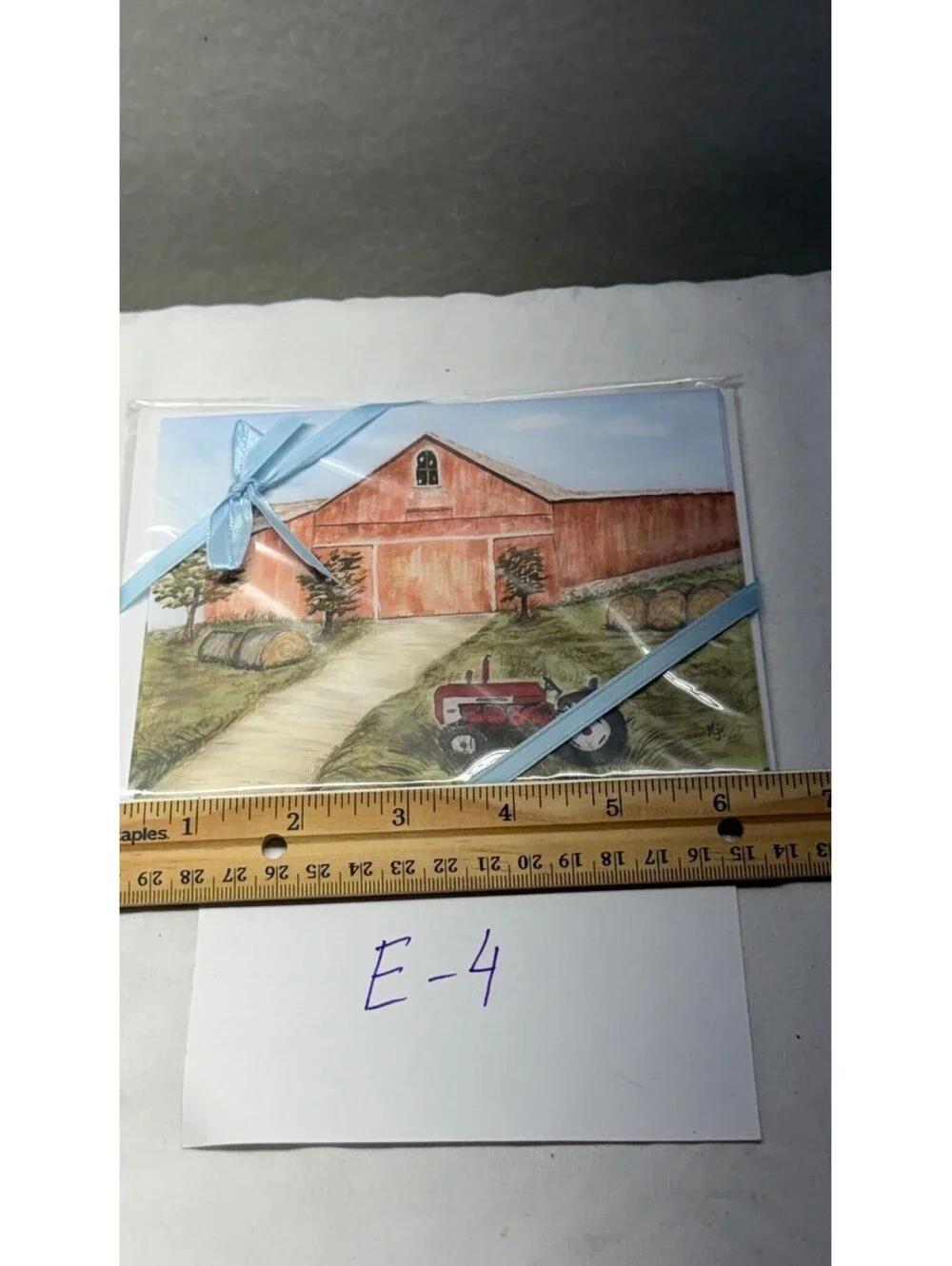Kreations by Kj Original Watercolor Barn Tractor Note Cards Set - E-4